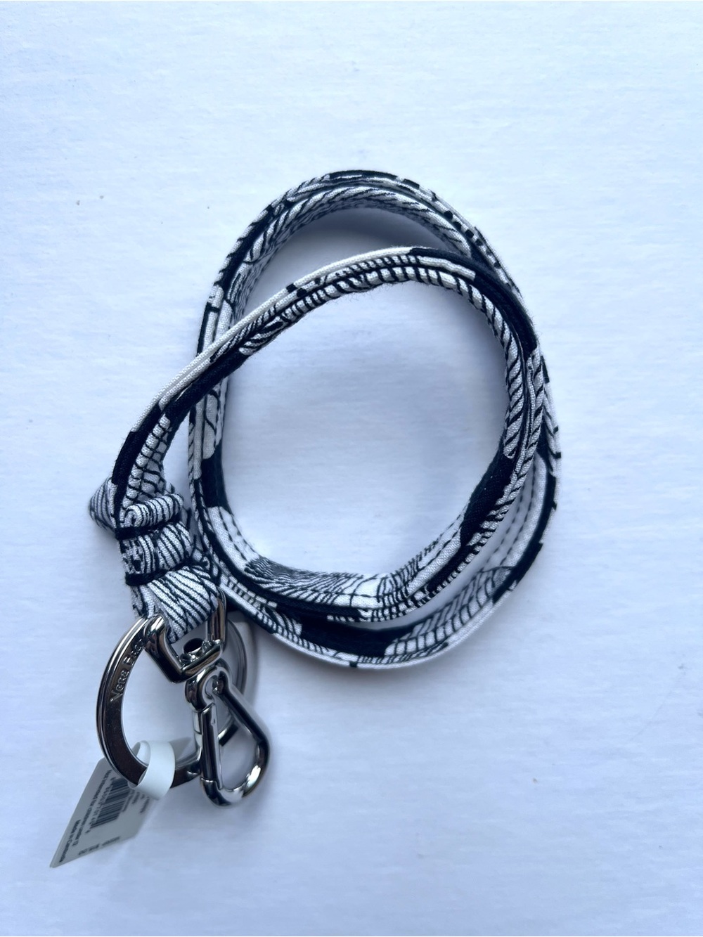 Vera Bradley Bedford Blooms Lanyard Key Holder NWT Black & White